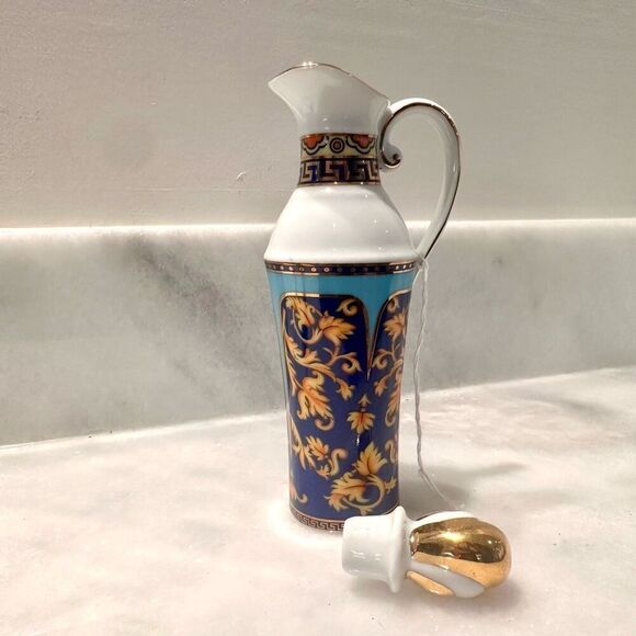 Vintage Signed  Limoges Casa Elite Bacchus Oil & Vinegar Cruet Set 2 Jars Bottle - Picture 4 of 6